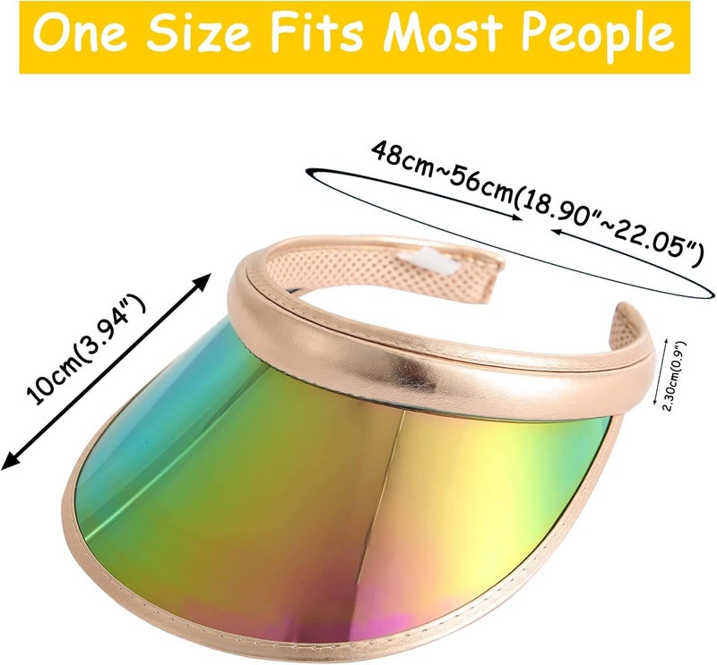 Beevarn Store 2 Pack Sun Visor Hats Women Men Clip-on Iridescent Clear Sport Outdoor Cap - Image 3